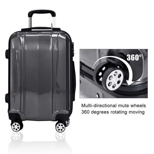 3 Pcs 20" 24" 28" GLOBALWAY ABS PC Luggage Travel Set-Gray