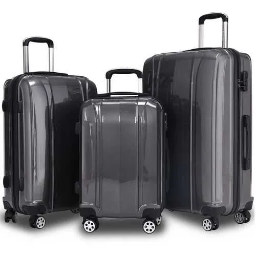 3 Pcs 20" 24" 28" GLOBALWAY ABS PC Luggage Travel Set-Gray