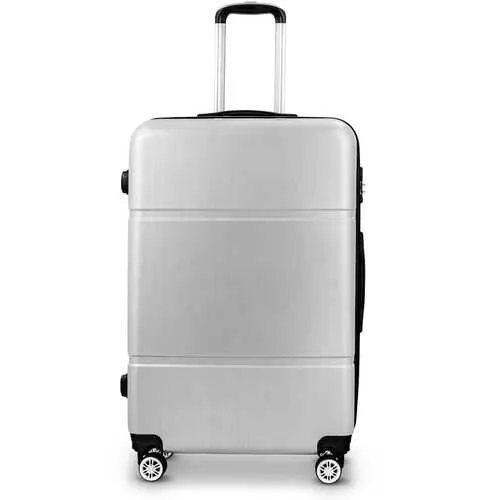 3 Pcs GLOBALWAY Luggage Set 20" 24" 28" Trolley Suitcase w/ TSA Lock-Silver Gray