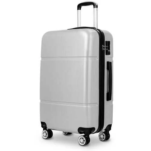 3 Pcs GLOBALWAY Luggage Set 20" 24" 28" Trolley Suitcase w/ TSA Lock-Silver Gray