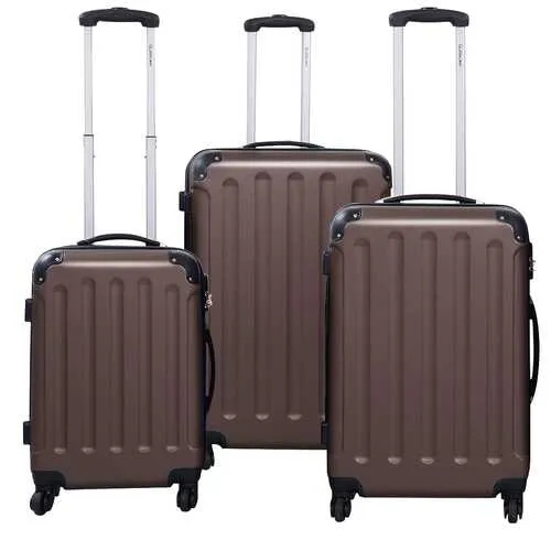 3 Pcs GLOBALWAY Luggage Trolley Case Set Brown