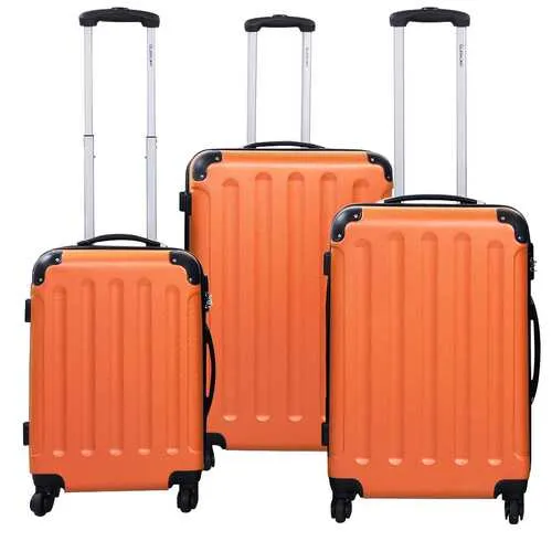 3 Pcs GLOBALWAY Luggage Trolley Case Set Orange