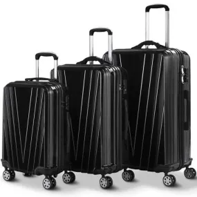 3 pcs Luggage Set Travel Trolley Suitcase with TSA Lock-Black