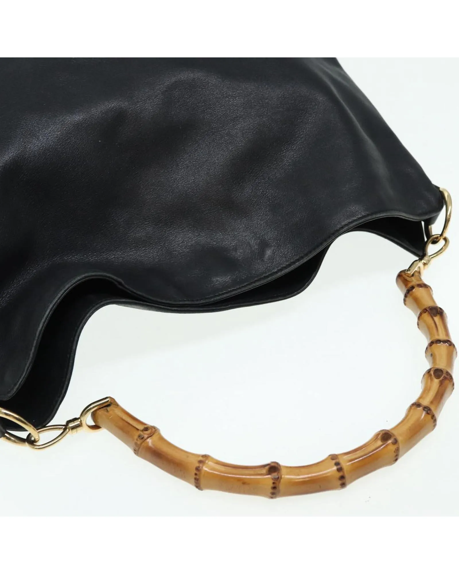 Bamboo Leather Handbag with Authentic Detailing