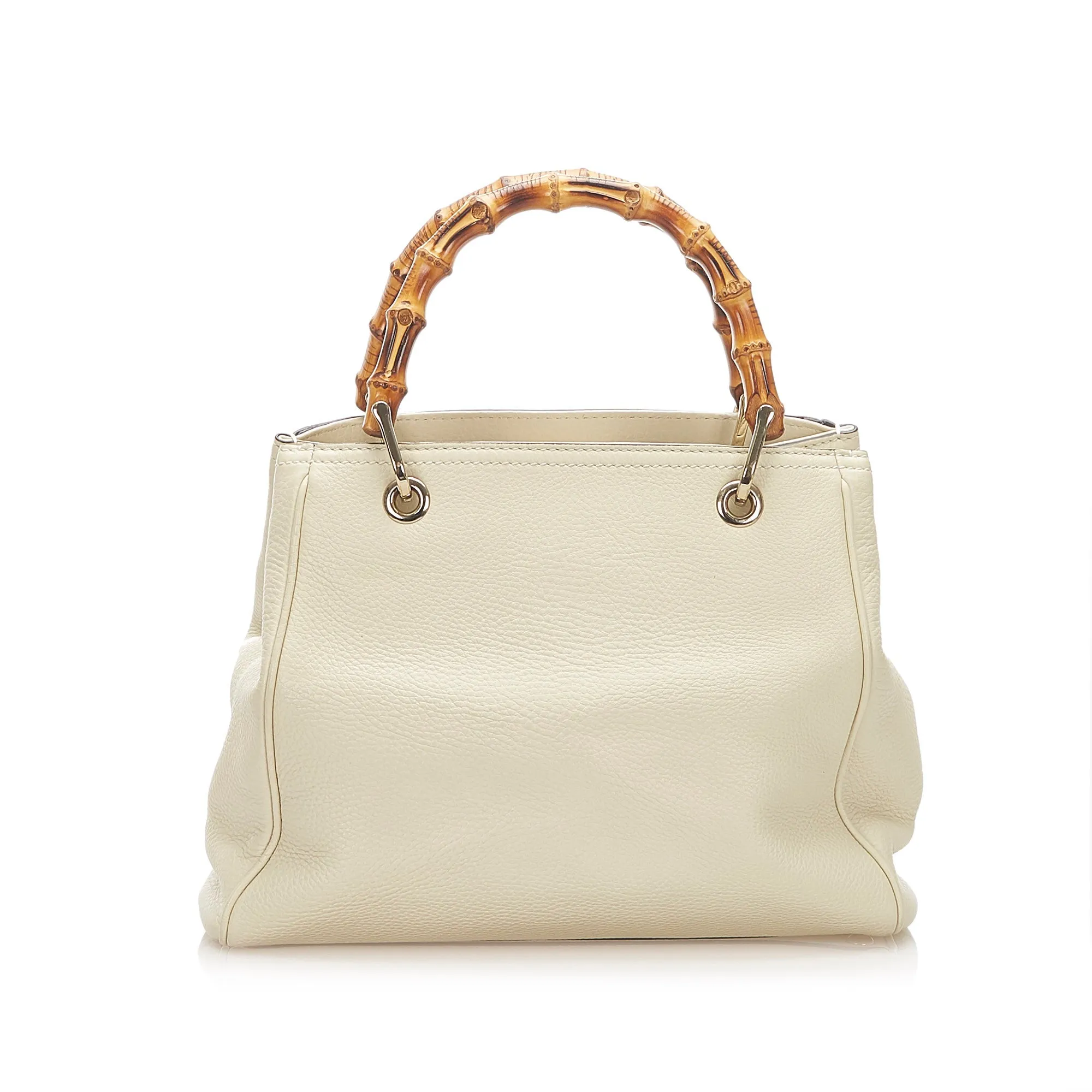 Bamboo Shopper Leather Satchel White