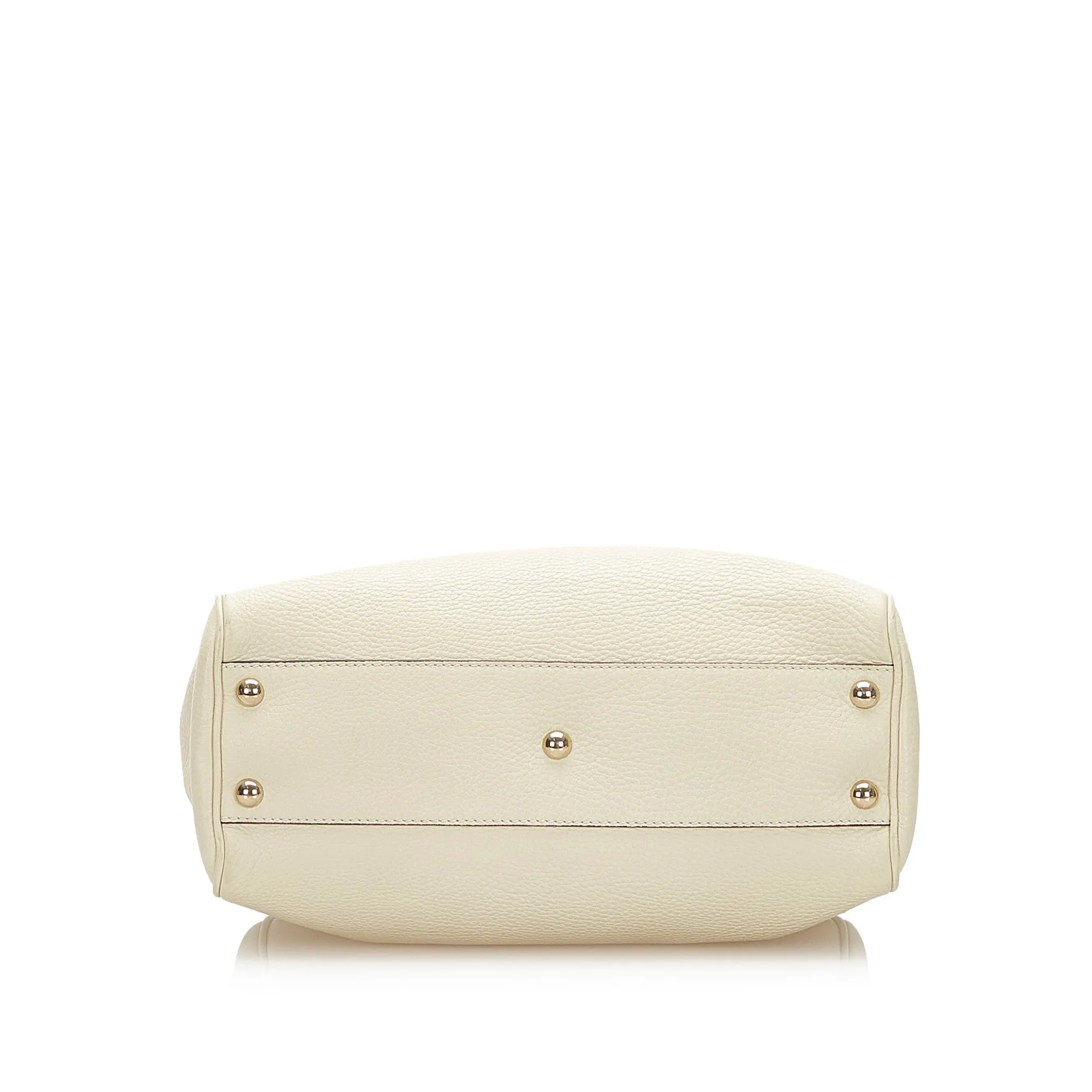 Bamboo Shopper Leather Satchel White