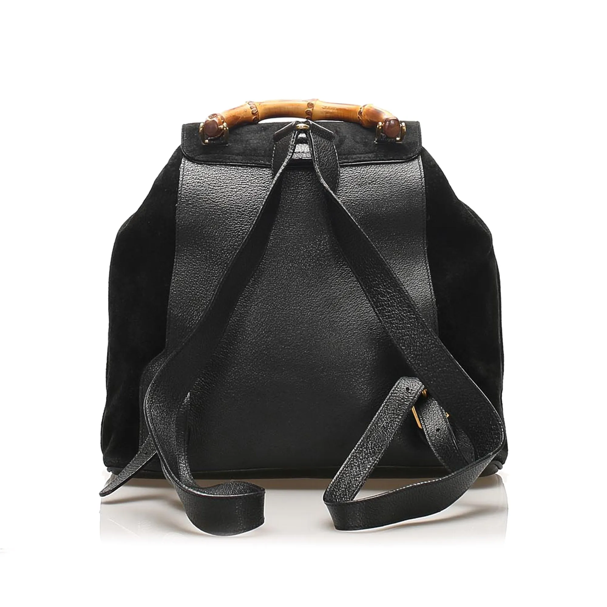 Bamboo Suede Drawstring Backpack Black