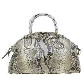 Beige Python Pop Bamboo Top Handle Bag