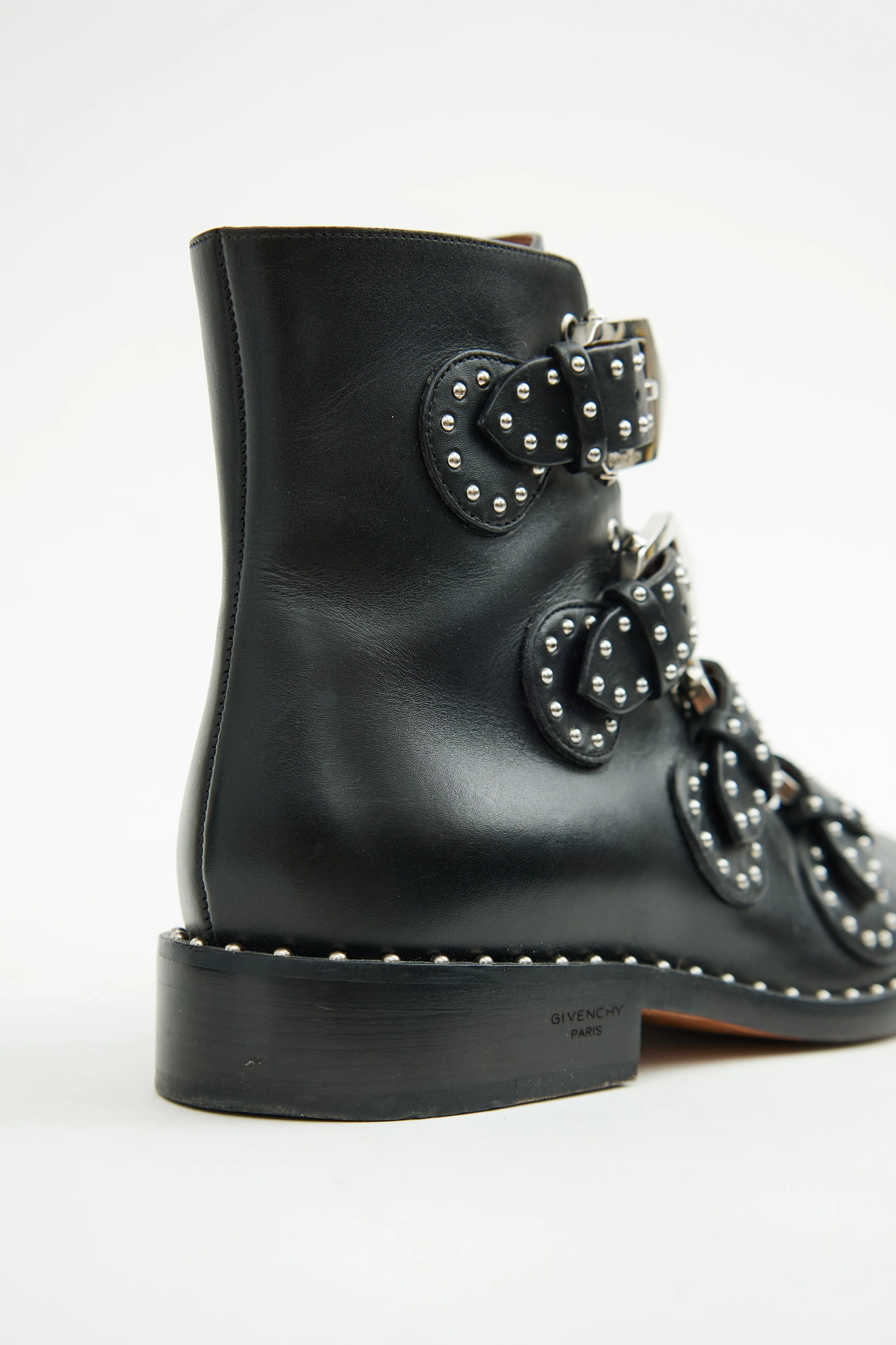 Black Studded Buckle Boot