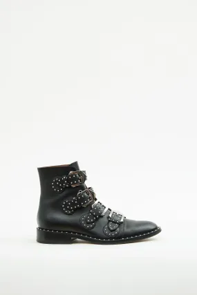 Black Studded Buckle Boot