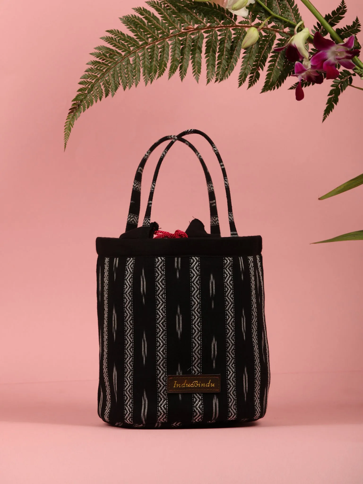 Black White Ikat Bucket Utility Bag - B0206