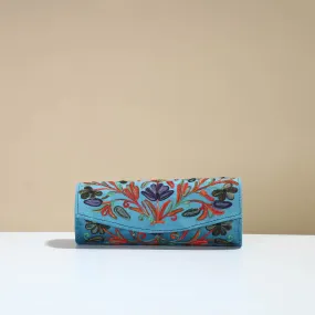 Blue - Kashmiri Crewel Hand Embroidery Velvet Clutch 27