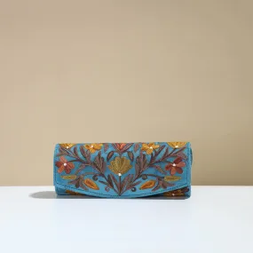 Blue - Kashmiri Crewel Hand Embroidery Velvet Clutch 34