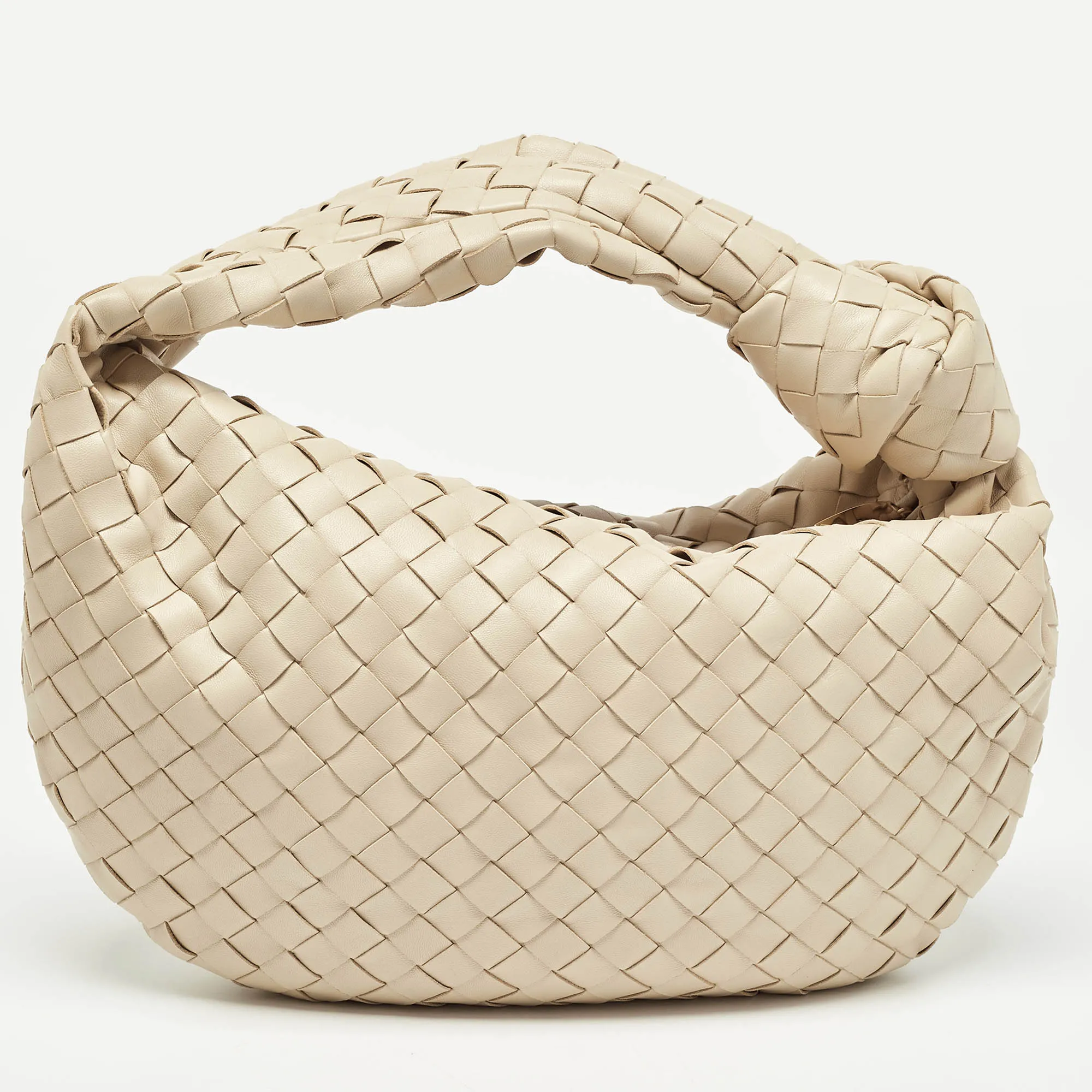 BOTTEGA VENETA Beige Intrecciato Leather Teen Jodie Hobo