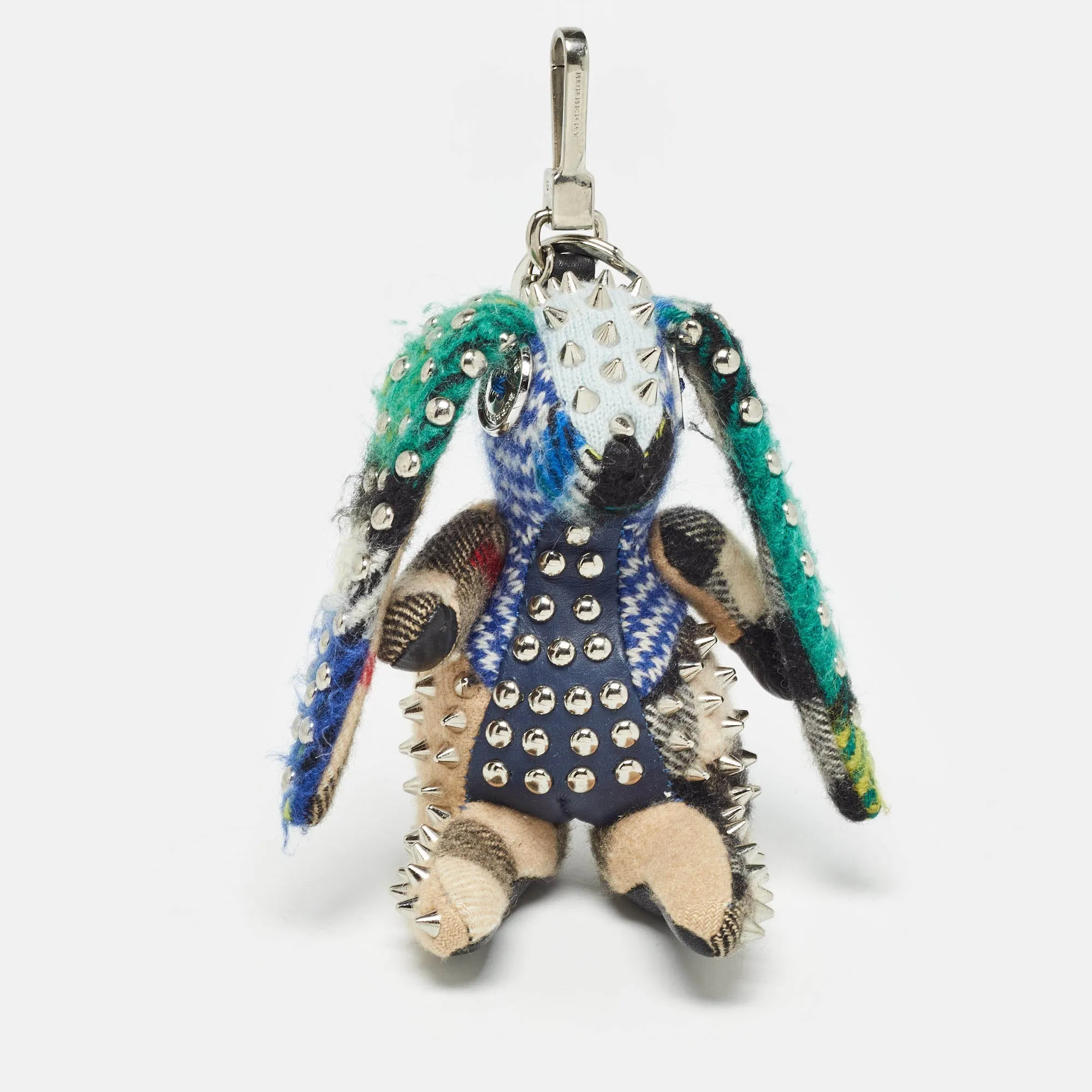 BURBERRY Multicolor Cashmere Studded Vera Hare Bag Charm