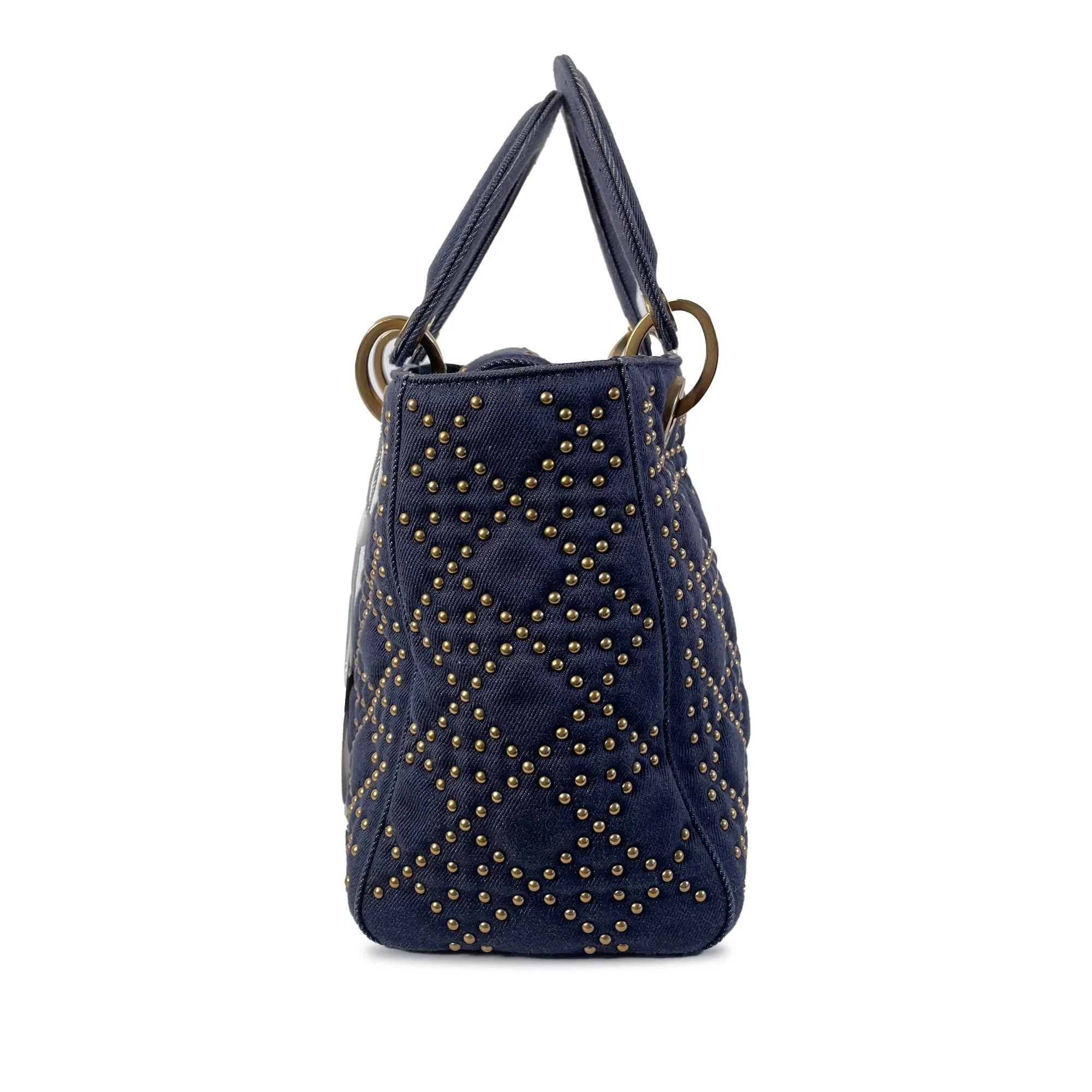 DIORMedium Studded Denim Supple Lady  Satchel