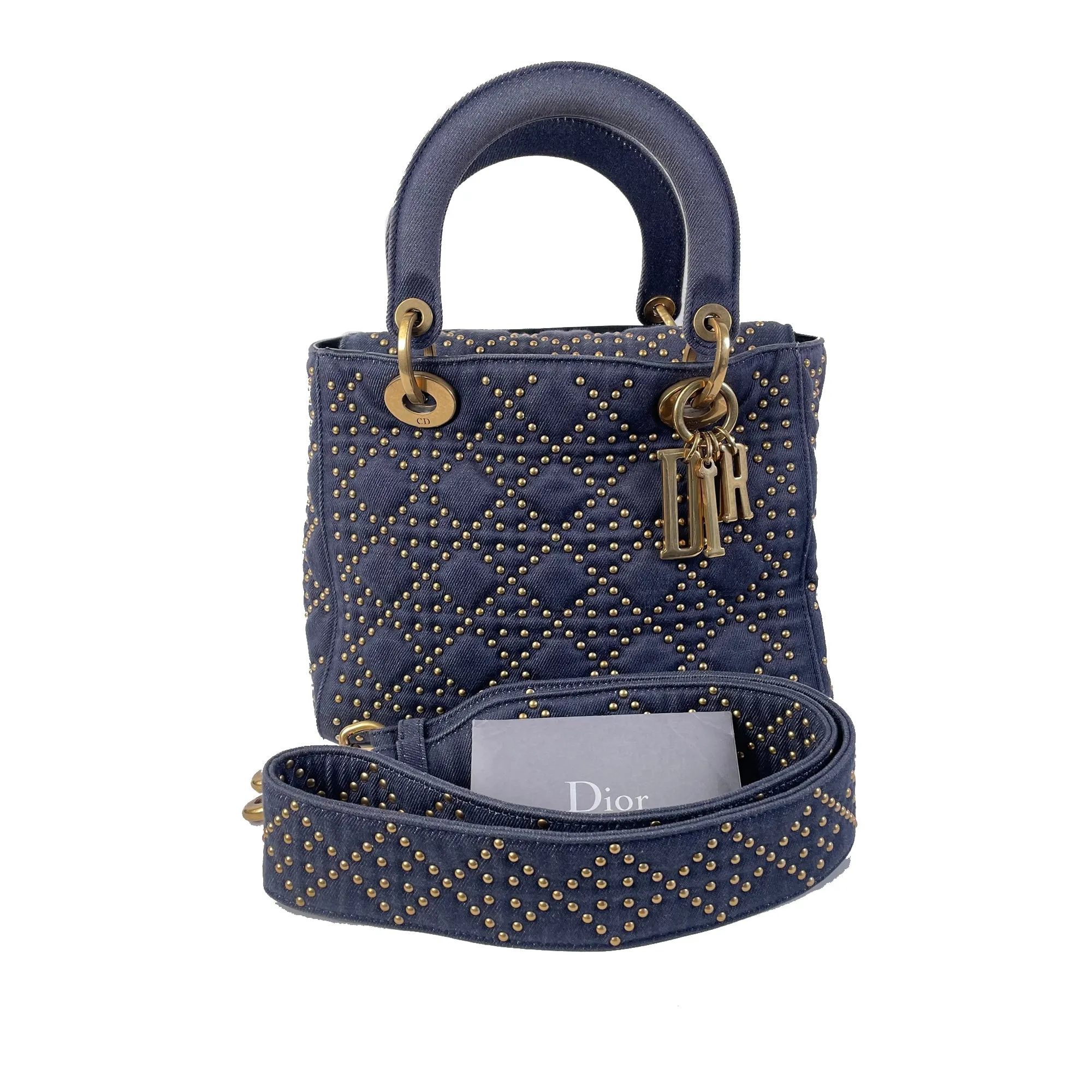 DIORMedium Studded Denim Supple Lady  Satchel