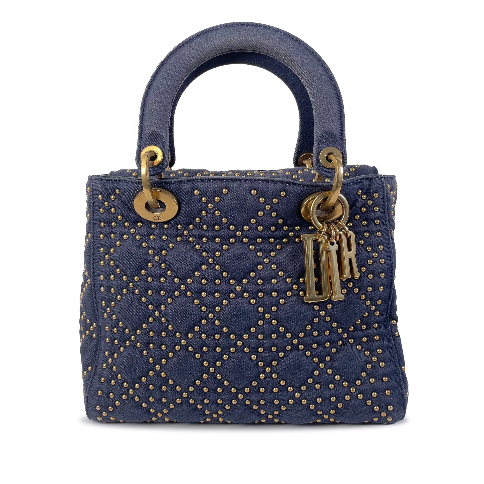 DIORMedium Studded Denim Supple Lady  Satchel