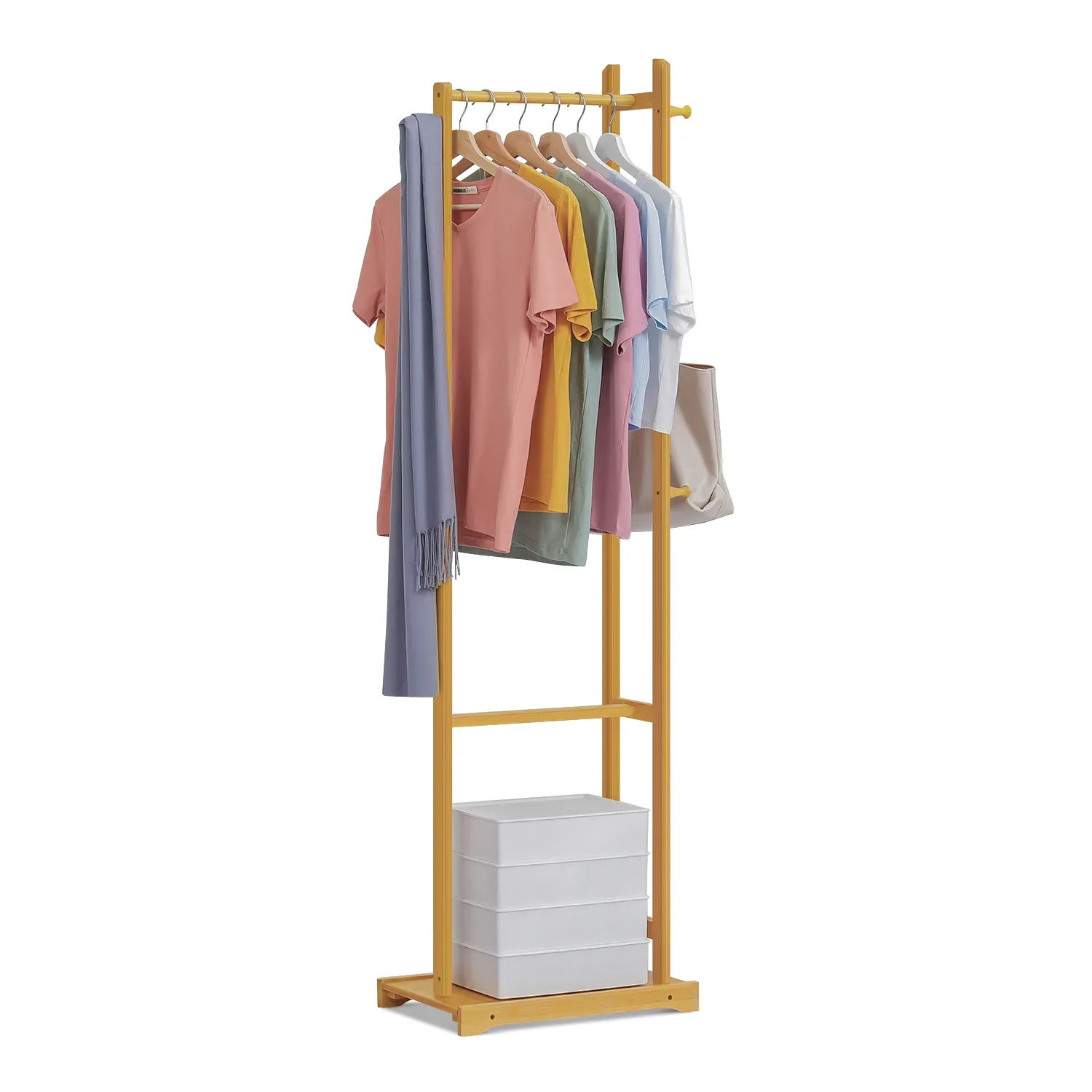 Garment Hanging Stand Rack - Single Shelf - Natural