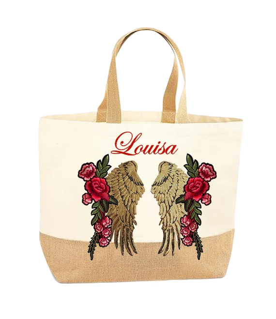 Gold Wings and Roses XL Tote Bag