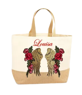 Gold Wings and Roses XL Tote Bag