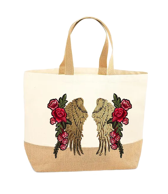 Gold Wings and Roses XL Tote Bag