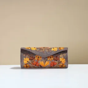 Grey - Kashmiri Crewel Hand Embroidery Velvet Clutch 38