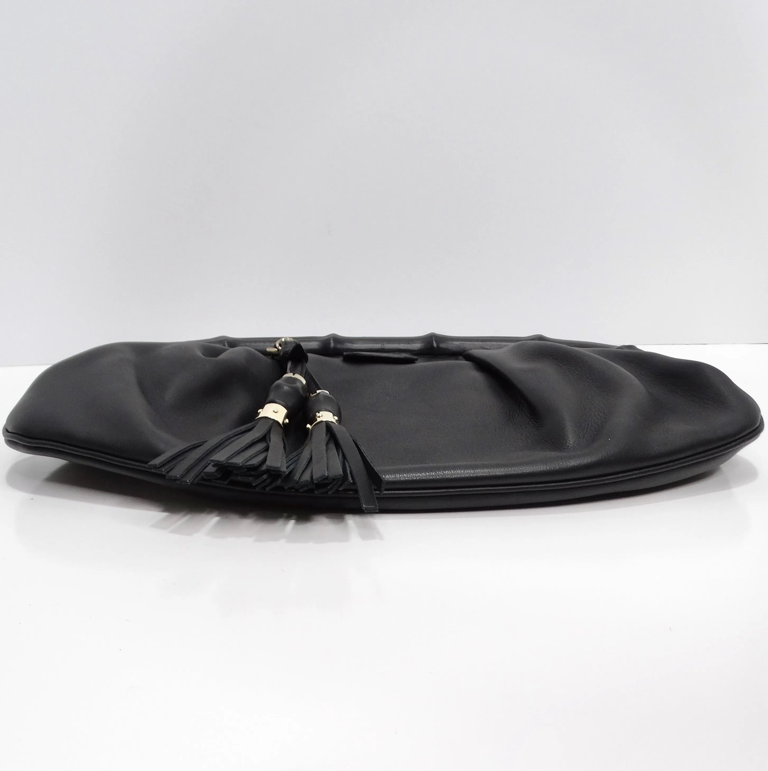 Gucci Black Leather Bamboo Clutch