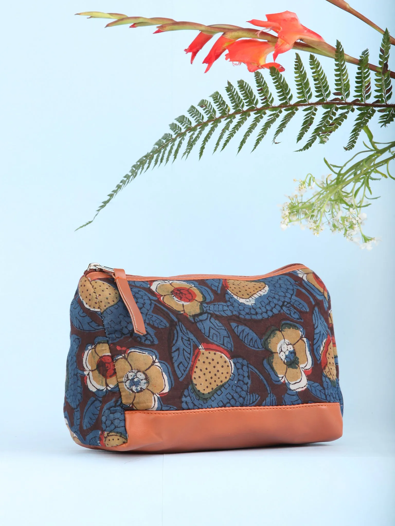 Indigo Mustard Hand Block Printed Utility Bag - B1612