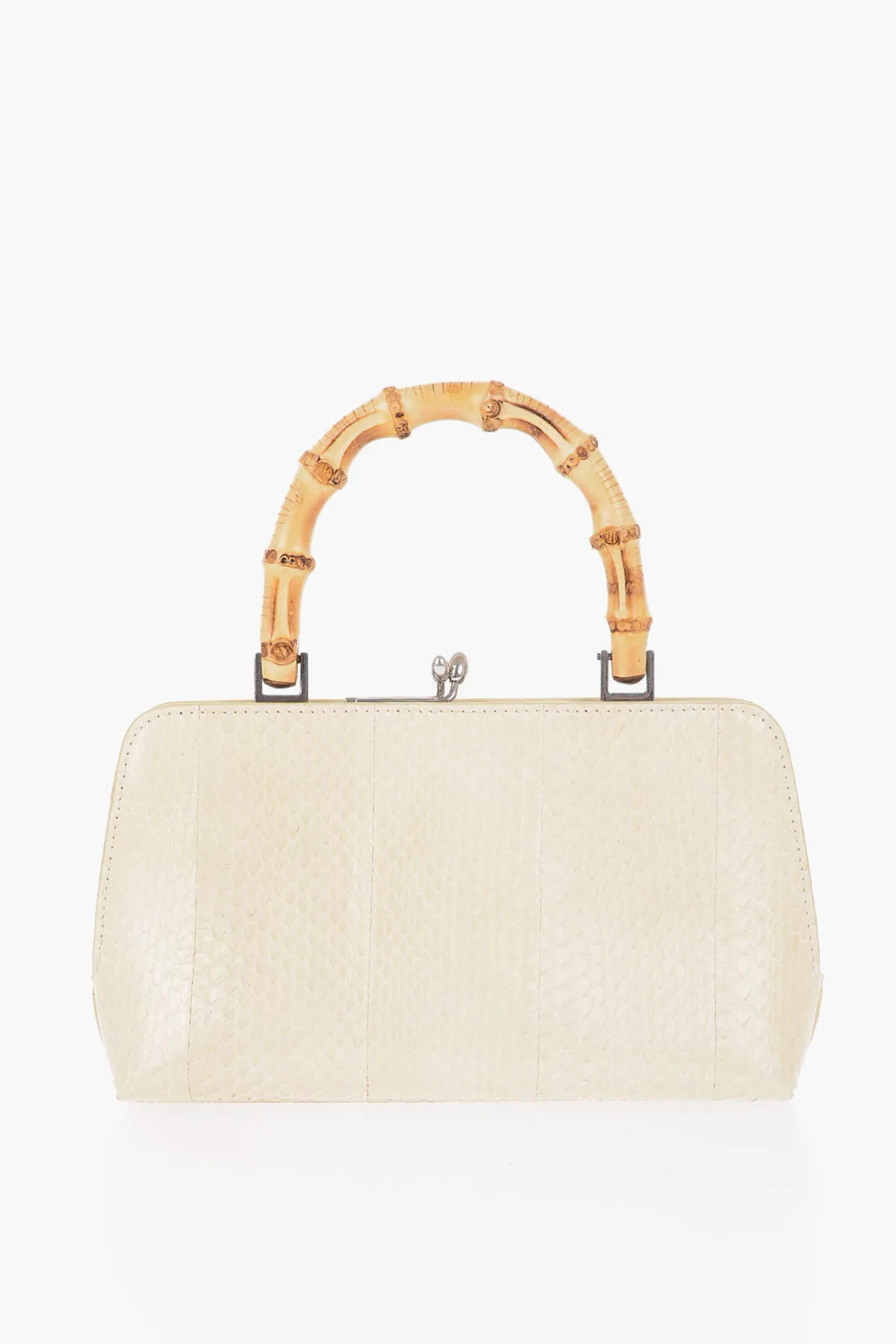 Jil Sander Coluber Skin Handbag with Bamboo Handle