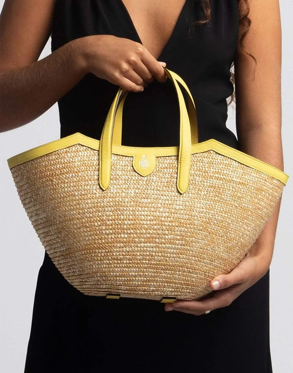 Madeline Straw and Leather Basket Bag