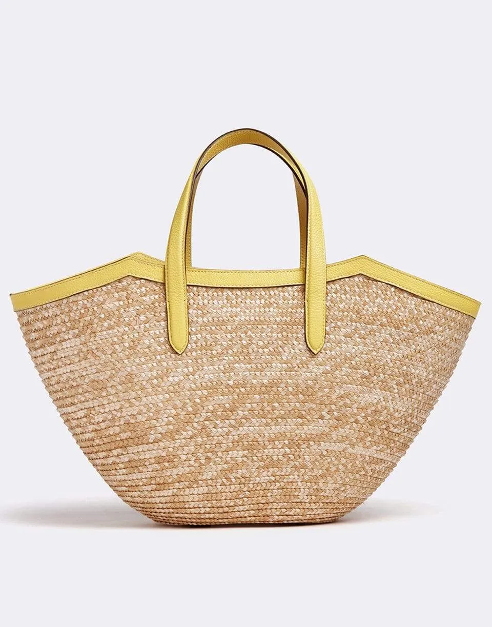 Madeline Straw and Leather Basket Bag