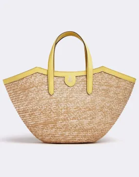 Madeline Straw and Leather Basket Bag