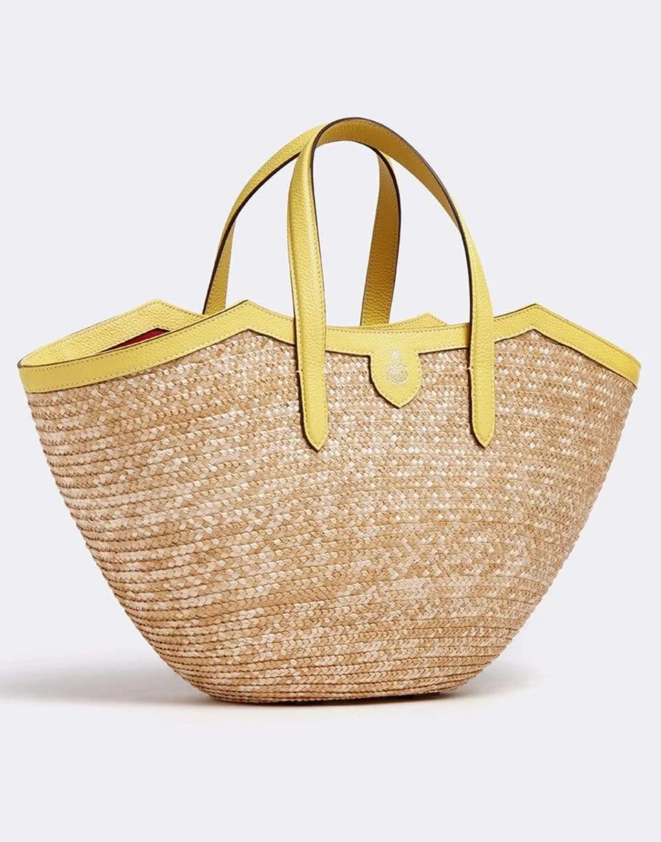 Madeline Straw and Leather Basket Bag