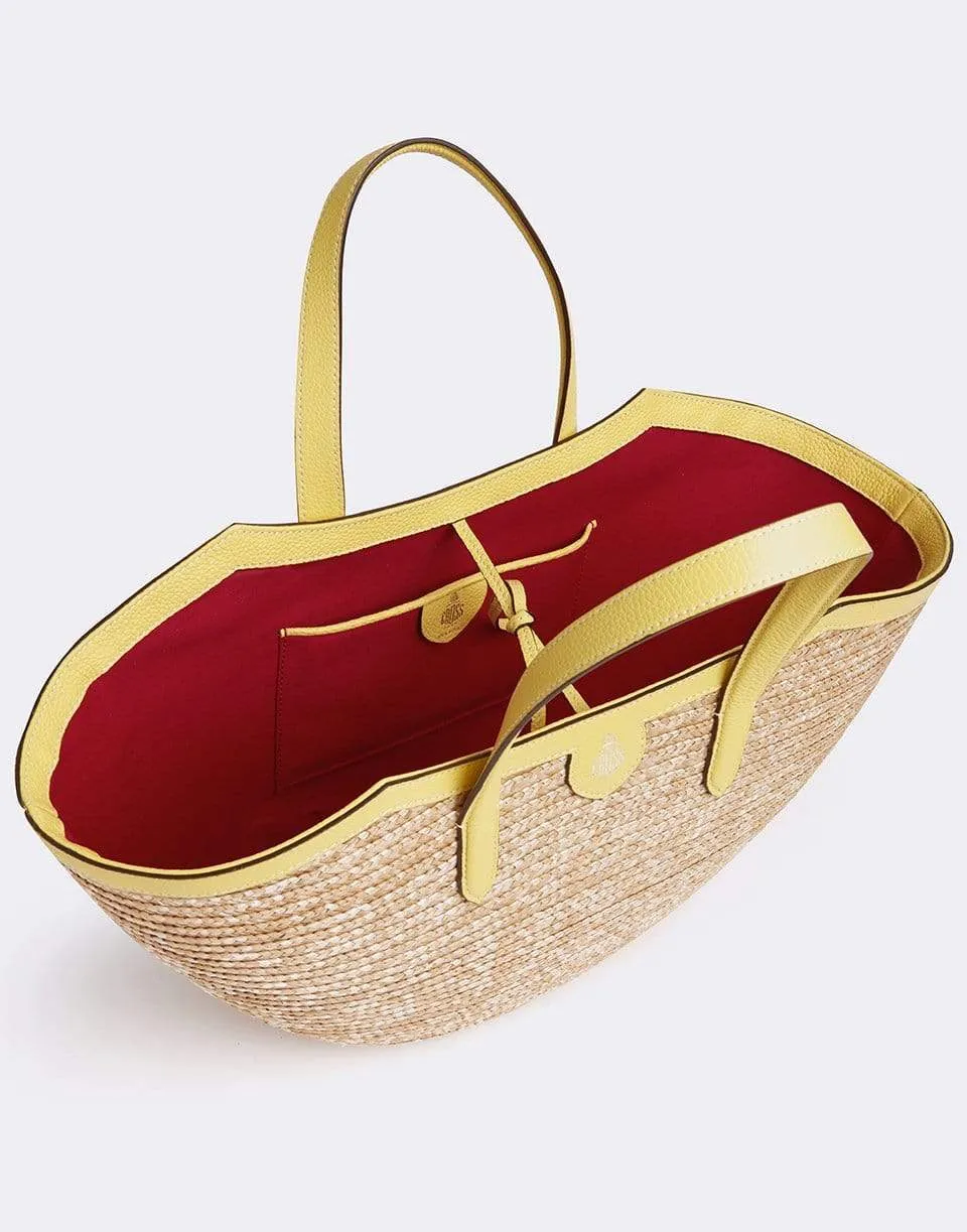 Madeline Straw and Leather Basket Bag