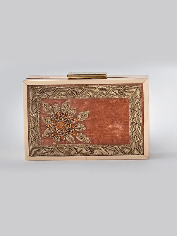 Maharani Swing Rustic Orange Embroidered Clutch Bag