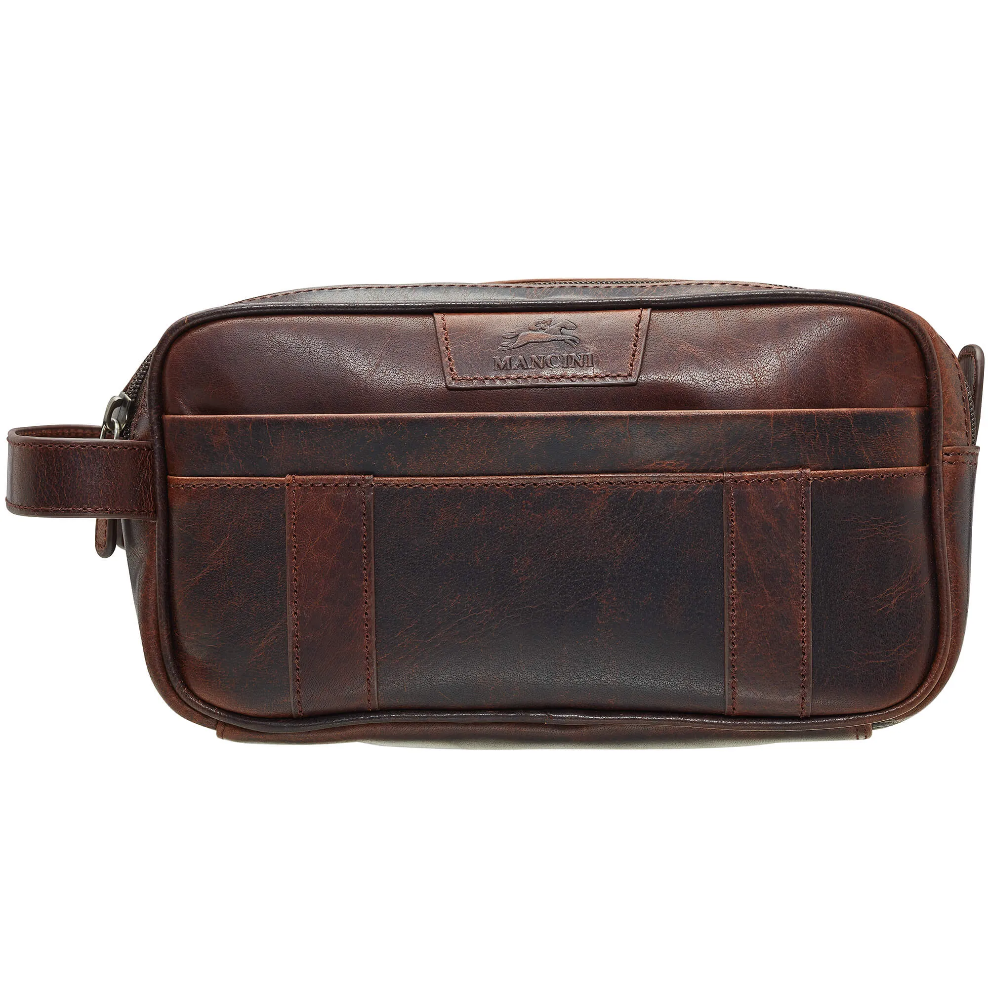 Mancini Buffalo Dual Top Zipper Toiletry Bag