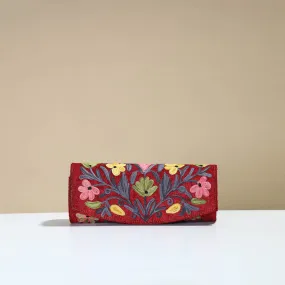 Maroon - Kashmiri Crewel Hand Embroidery Velvet Clutch 30