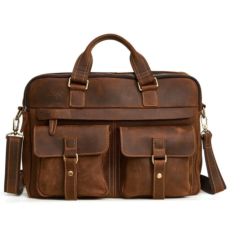 Men's Vintage Crazy Horse Leather Briefcase