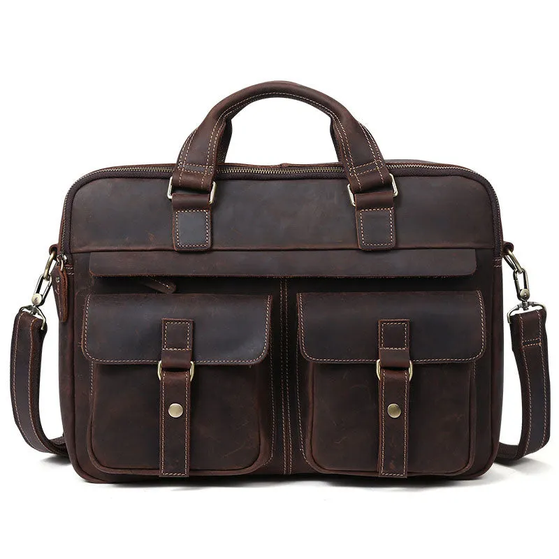 Men's Vintage Crazy Horse Leather Briefcase