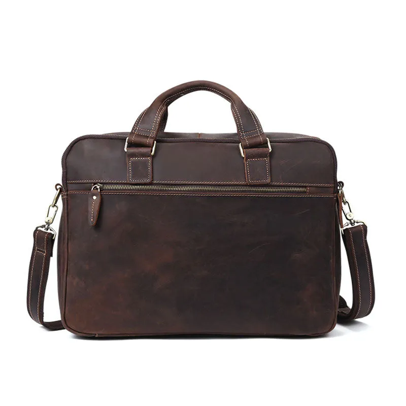 Men's Vintage Crazy Horse Leather Briefcase