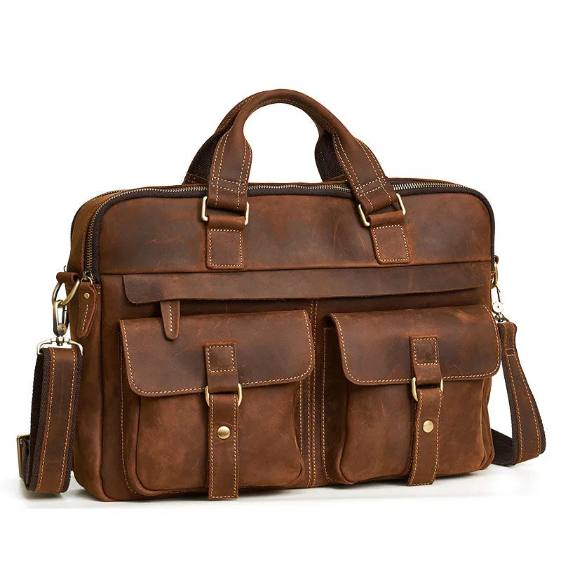 Men's Vintage Crazy Horse Leather Briefcase