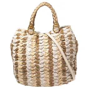 Multicolor Woven Leather Tote