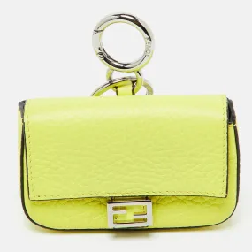 Neon Yellow Leather Nano Baguette Keychain/Bag Charm