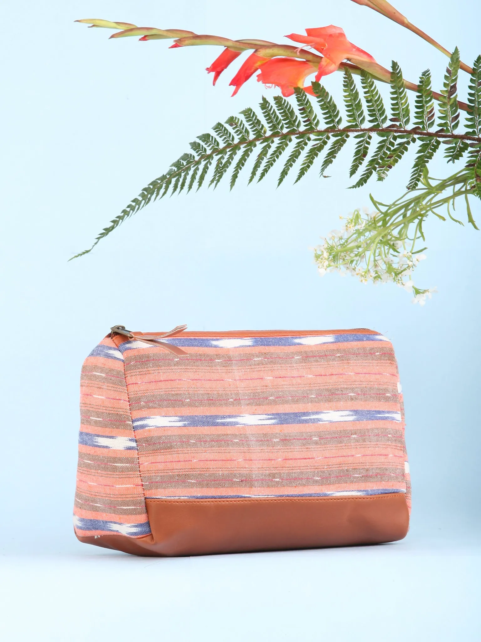 Peach Blue Ikat Utility Bag - B1609