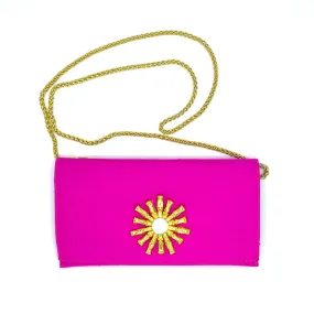 Pink Silk Crossbody with Bamboo Starburst