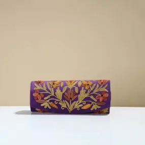 Purple - Kashmiri Crewel Hand Embroidery Velvet Clutch 35