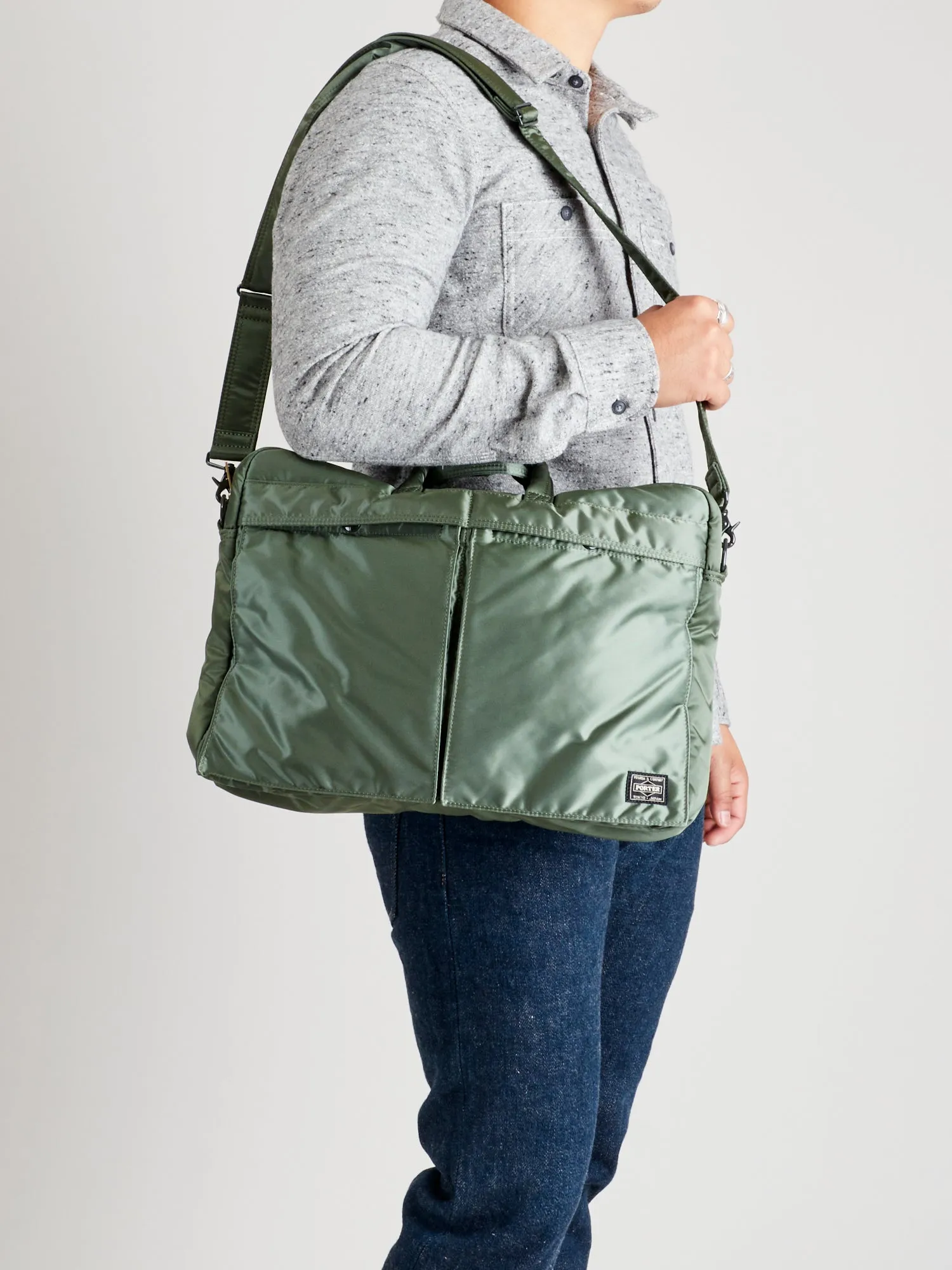 "Tanker" 2-Way Briefcase in Sage Green