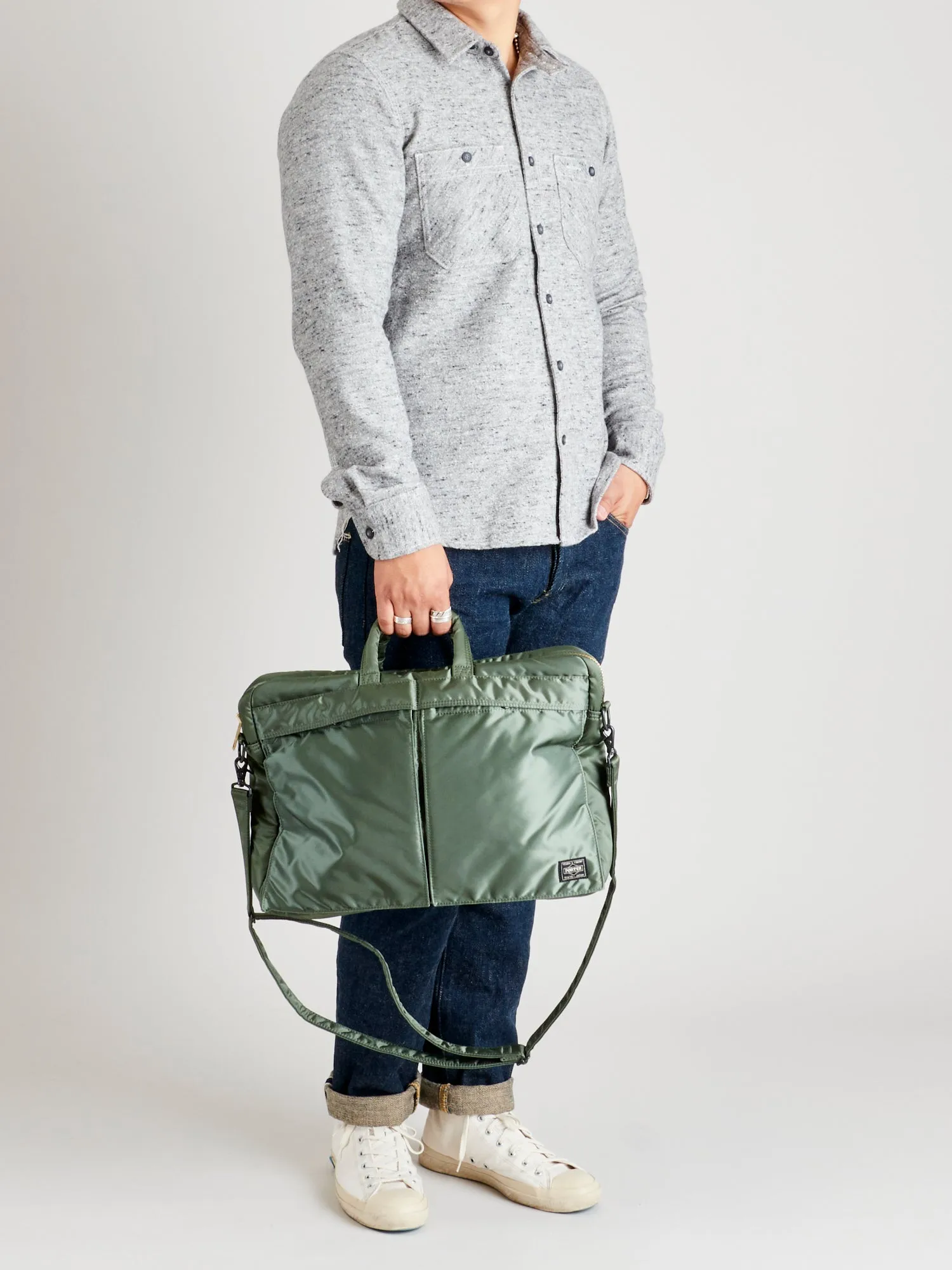 "Tanker" 2-Way Briefcase in Sage Green