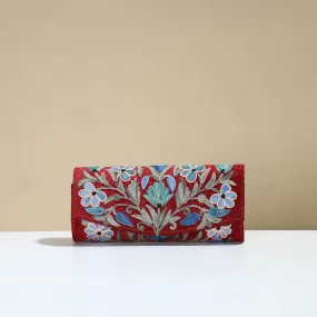 Red - Kashmiri Crewel Hand Embroidery Velvet Clutch 41